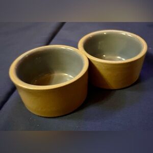 Vintage Stoneware Dipping Bowls Ochre Yellow Glaze Set of 2